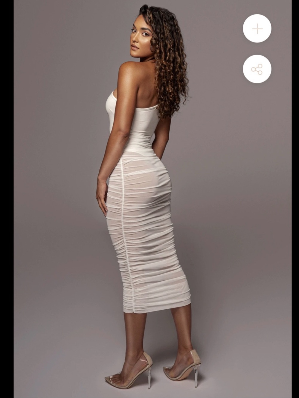 JLUXLABEL Sheer Ruched White Skirt - CAN BE WORN AS BIKINI COVER - Picture 5 of 7